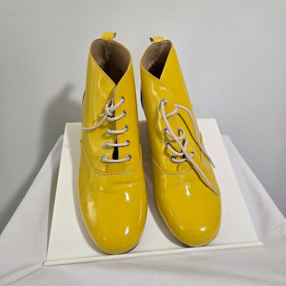 Yellow leather ankle boots size 6 - Picture 1 of 4
